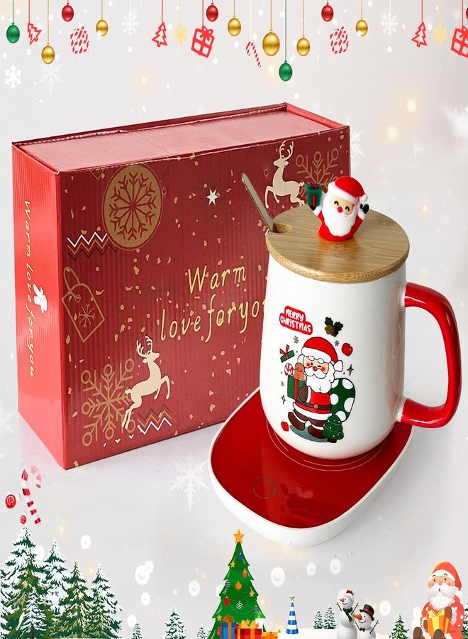LAIAMER Christmas Coffee Warmer with Mug Set, Coffee Cup Warmer Coffee Mug Warmer with Auto Shut Off for Desk Home Office, Coffee Gifts Xmas Gifts for Coffee Lovers Mom Her Wife Girlfriend Daughter - Image 1